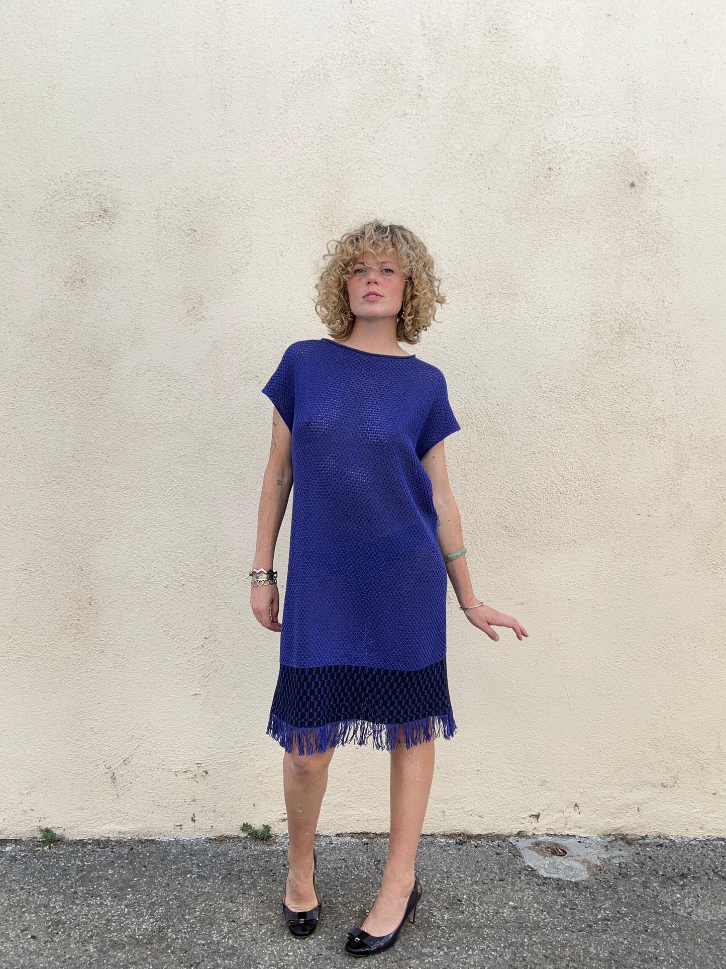 Vintage Issey Miyake Blue Knit Dress The Curatorial Dept. Vintage Issey Miyake Blue Knit Dress The Curatorial Dept.
