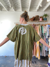 Vintage Green and Yellow Striped Tunic