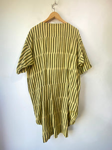 Vintage 80s Issey Miyake Yellow Striped Dress