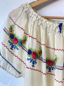 Antique Romanian Cross Stitched Top