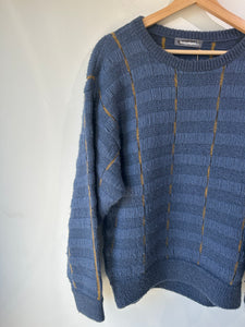 Vintage Issey Men Miyake Blue Wool Sweater