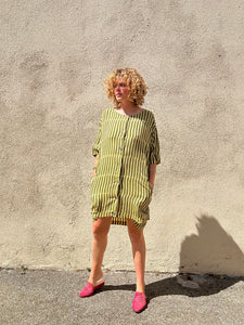 Vintage 80s Issey Miyake Yellow Striped Dress