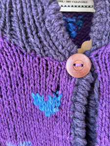 Vintage Planet Earth Imports Purple Heart Sweater Cardigan