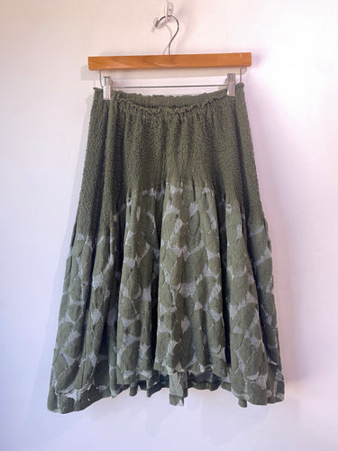 Issey Miyake Me Crinkle Green Leaf Skirt