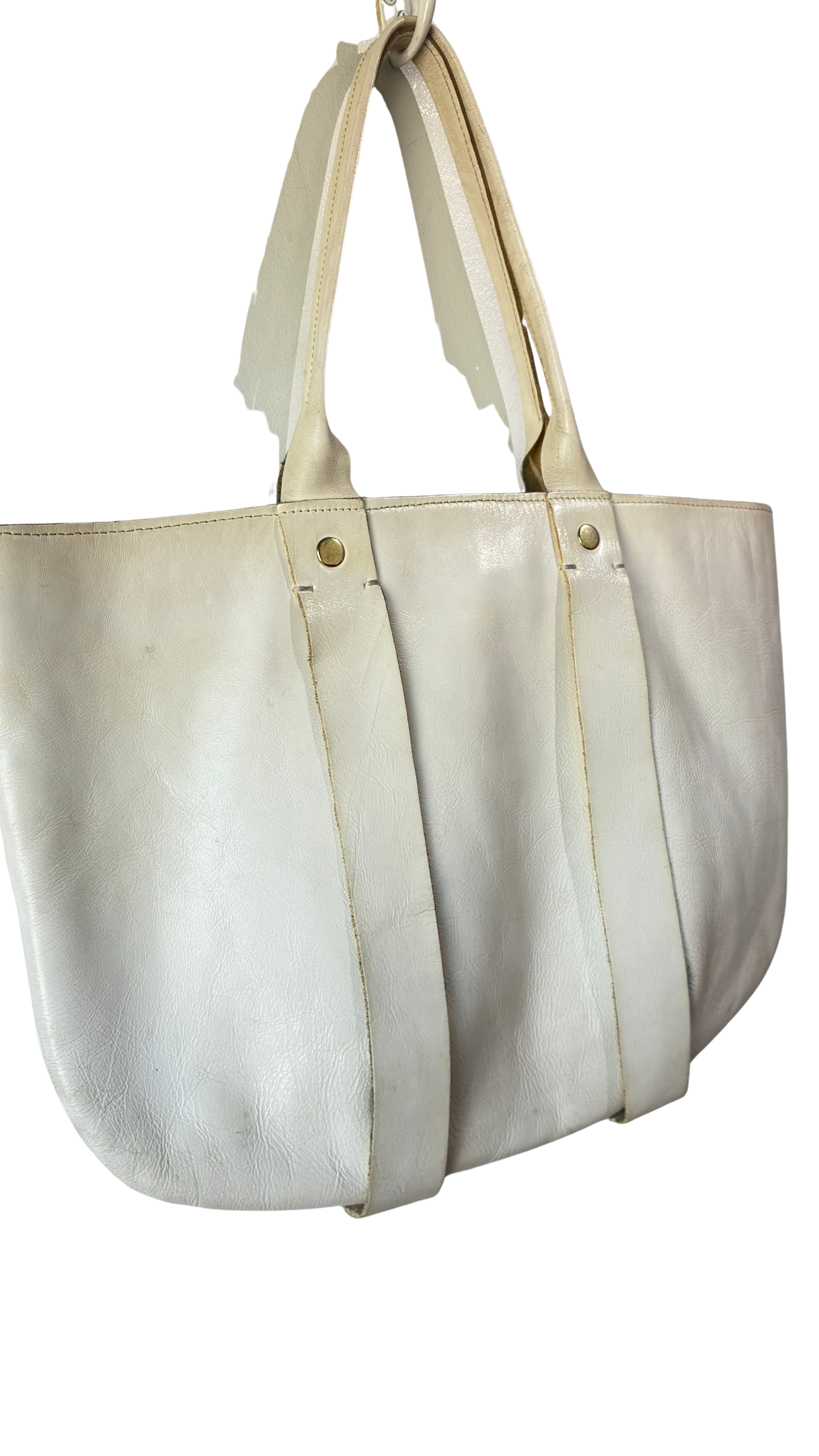 Clare V Tropezienne White Leather Purse - The Curatorial Dept.