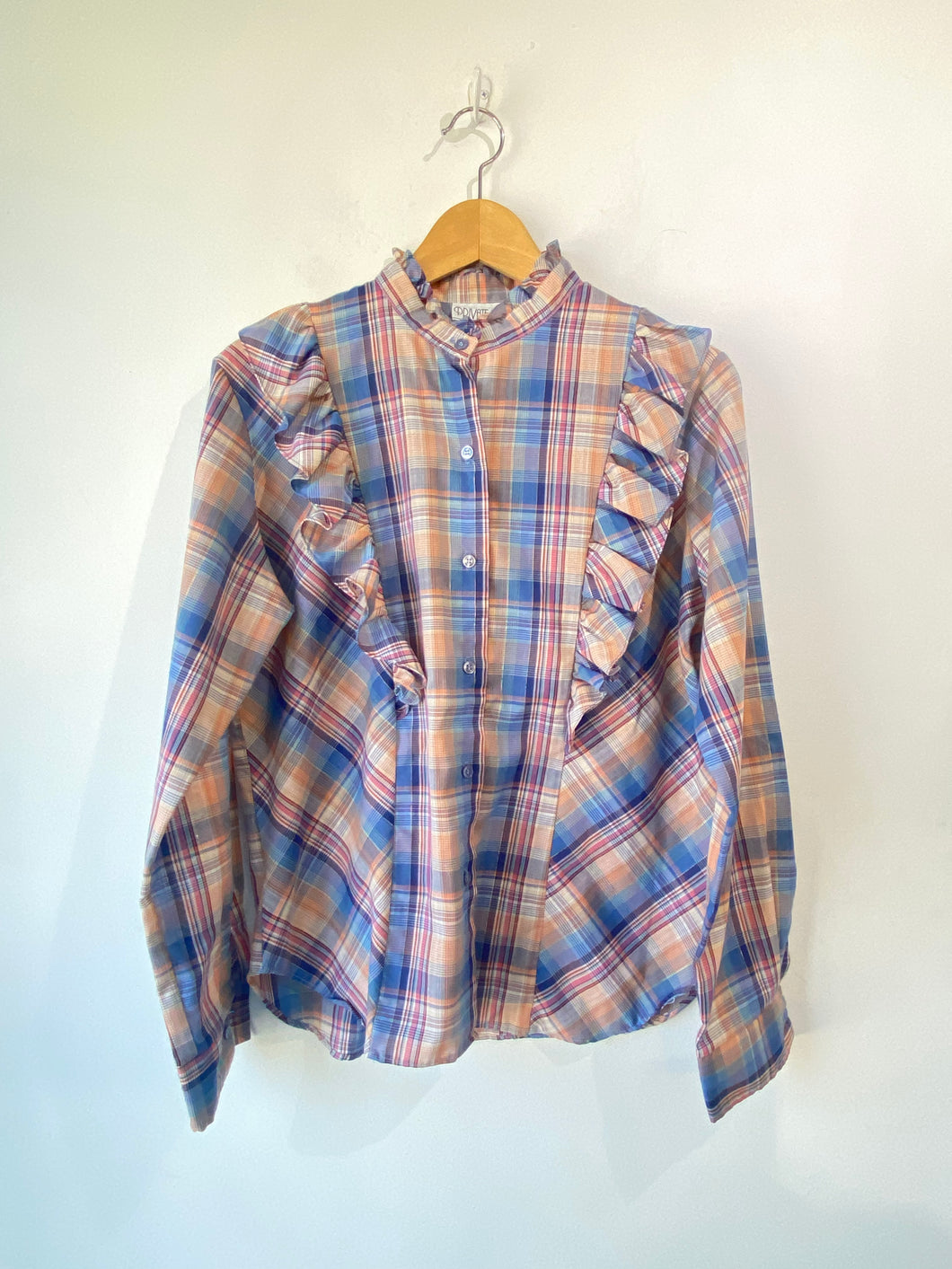 Vintage Private Line Plaid Ruffle Shirt