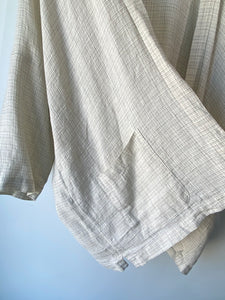 Vintage Eskandar Cream Linen Grid Jacket