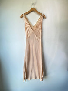 Vintage Yolande Antique Pink Silk Bias Cut Slip Dress