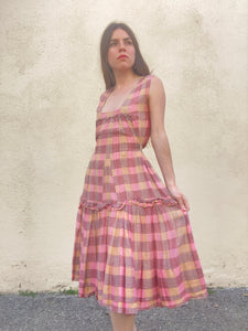 Prada Pink Plaid Garden Party Dress