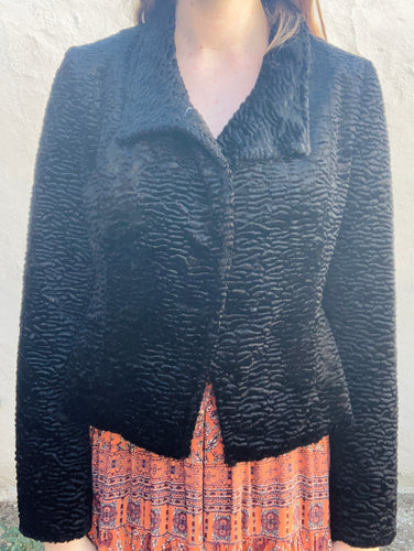 Vintage Nicowa Black Faux Fur Black Jacket