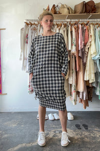 Vintage Issey Miyake Navy and White Plaid Dress