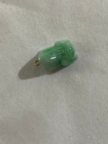 Vintage 14K Gold and Carved Jade Frog Charm or Pendant