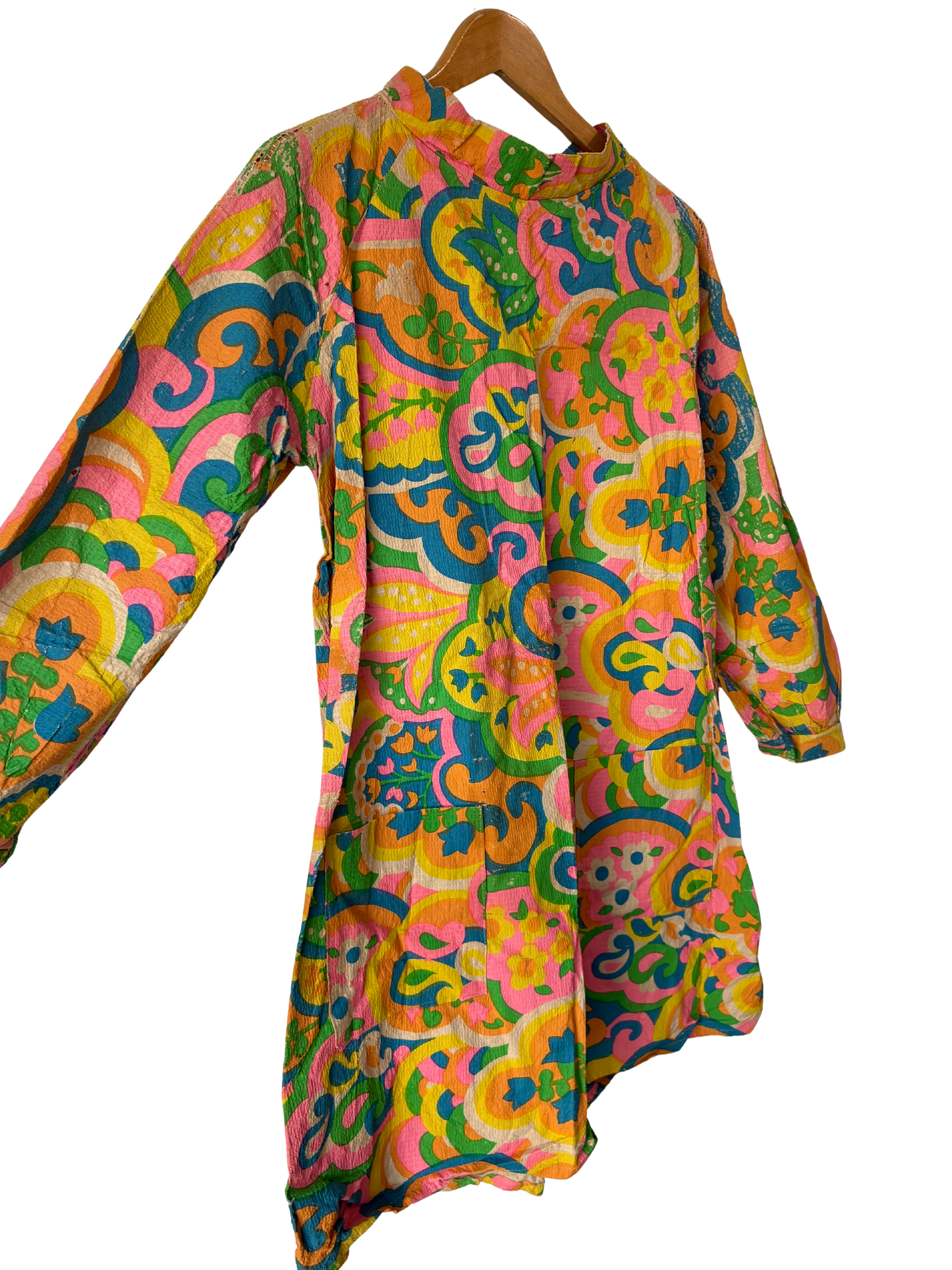 Vintage Wipette Paper Floral Neon Mini Dress with Matching Hat and Bag - The Curatorial Dept.