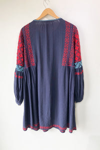 Ulla Johnson Navy & Red Embroidered Dress