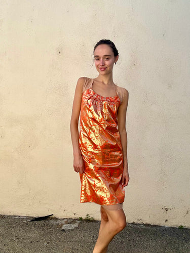 Alberta Ferretti Orange Gold Dress