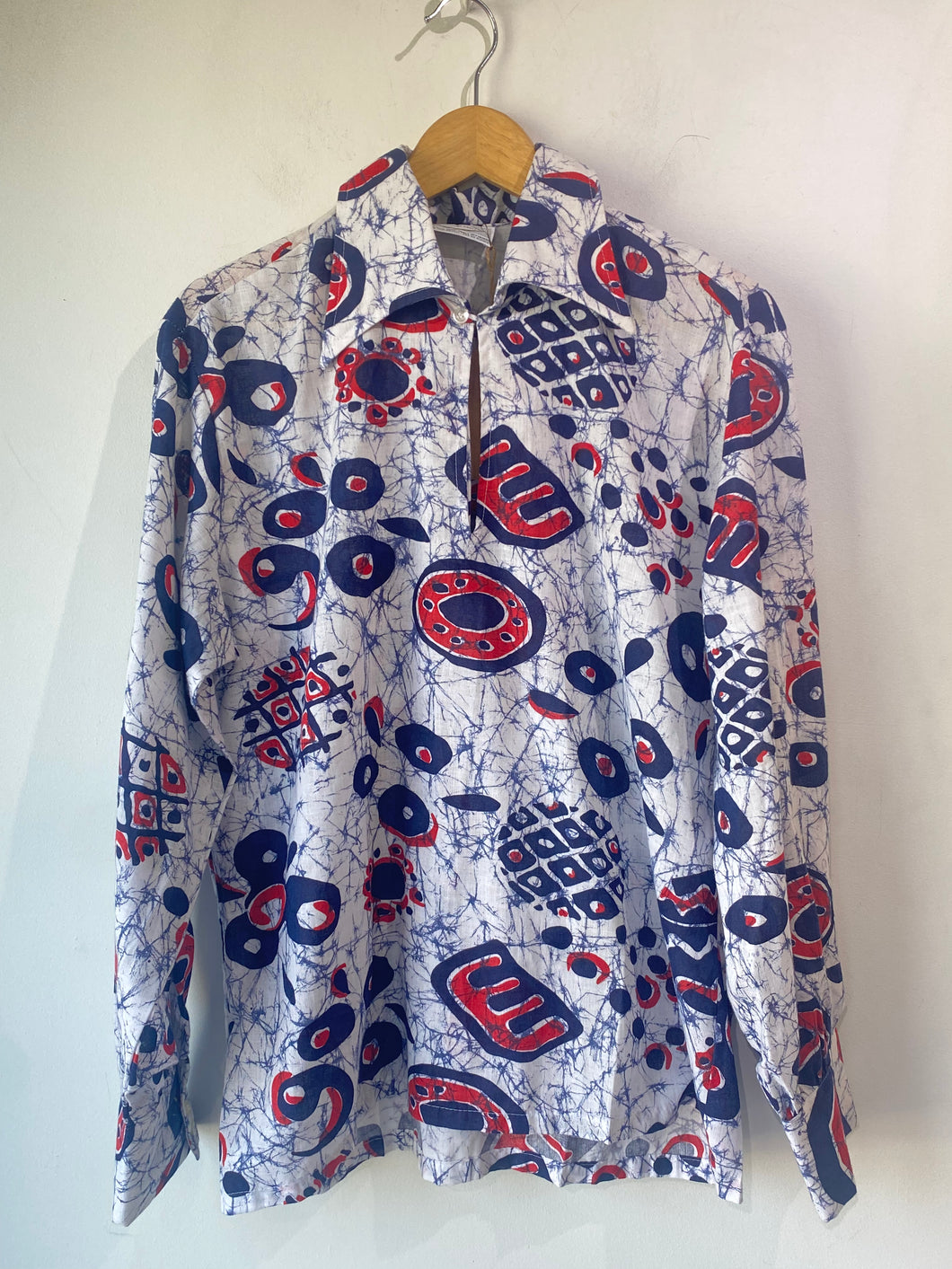 Vintage 70s Permanent Press Blue & Red Shirt