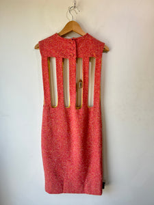 Vintage Charm of Hollywood Red Wool Dress with Cutouts