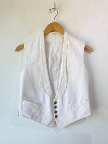 Vintage White Vest with Glass Buttons