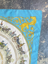 Hermès “La Promenade de Longchamps” Blue Silk Scarf by Philippe Ledoux