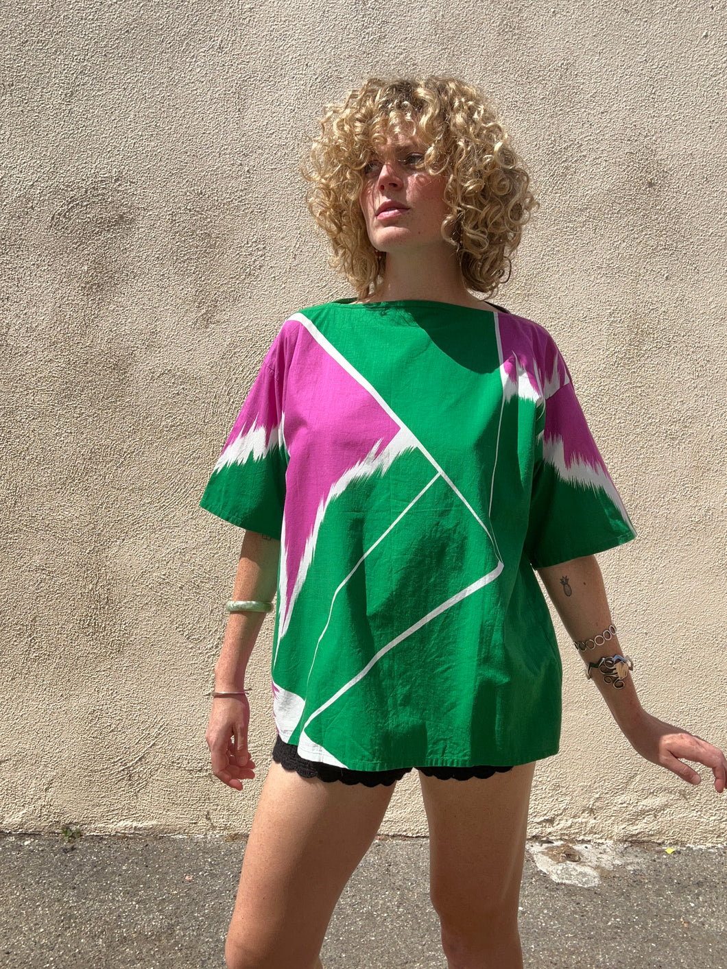 Vintage 1970s Issey Miyake Green Top