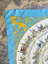 Hermès “La Promenade de Longchamps” Blue Silk Scarf by Philippe Ledoux