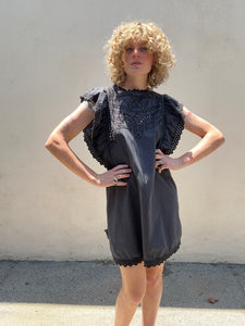 Isabel Marant Black Mini Dress with Eyelet Lace Wings