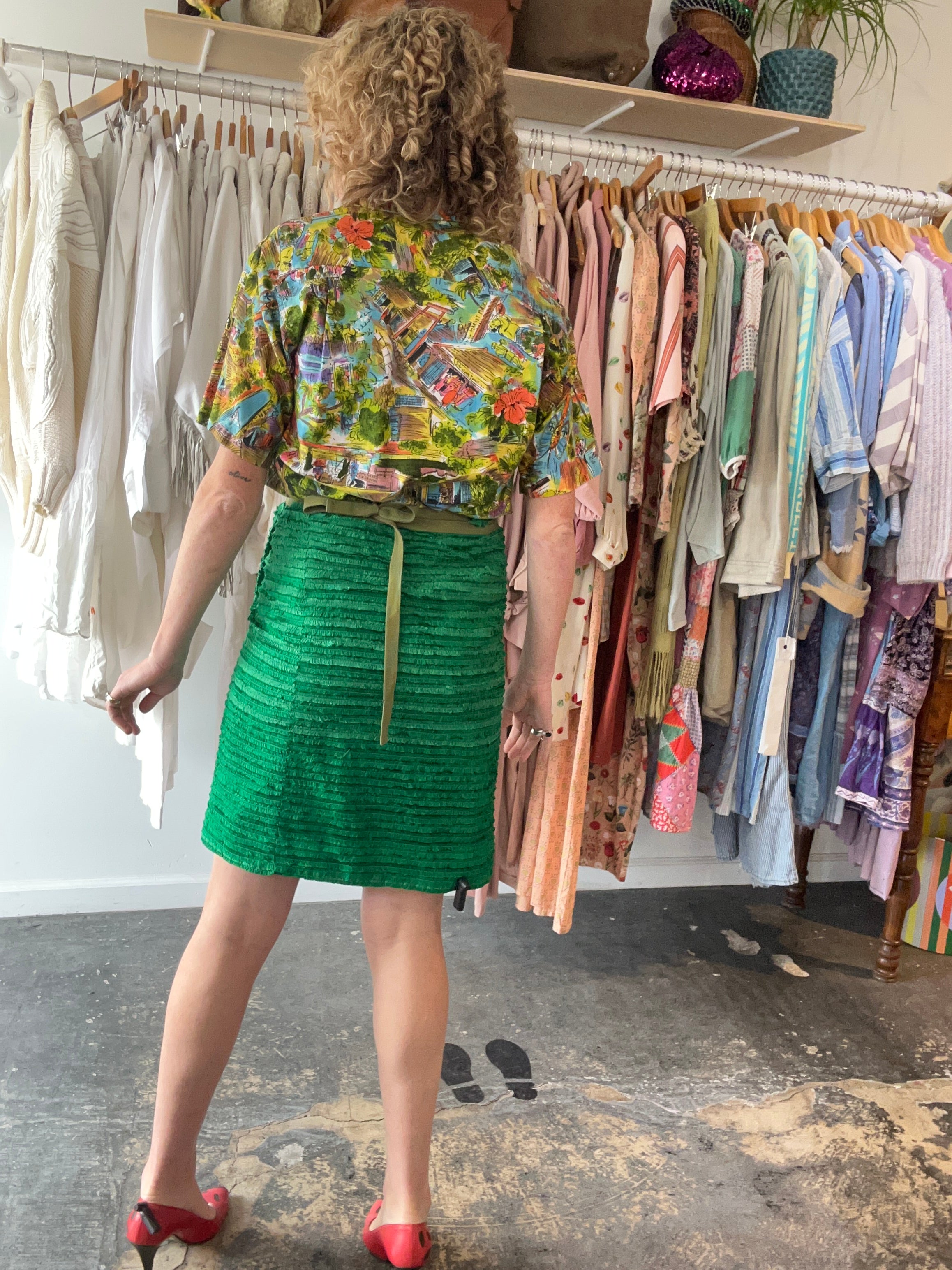 Dosa Green Silk Wrap Skirt – The Curatorial Dept.