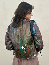 Paint and Studs Black Leather Jacket