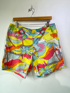 Vintage Hot Tracks Colorful Swim Trunks