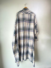 RTH White & Navy Plaid Oversized Shirt Dress