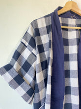 Vintage Navy & White Gingham Cardigan