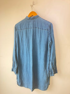 Indigo Blue Linen Shirt Dress