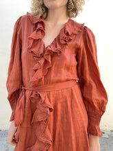 Doen Nadia Rust Color Linen Dress