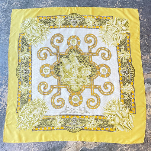 Hermès “Grotte de Versailles” Yellow Silk Scarf by Maurice Tranchant