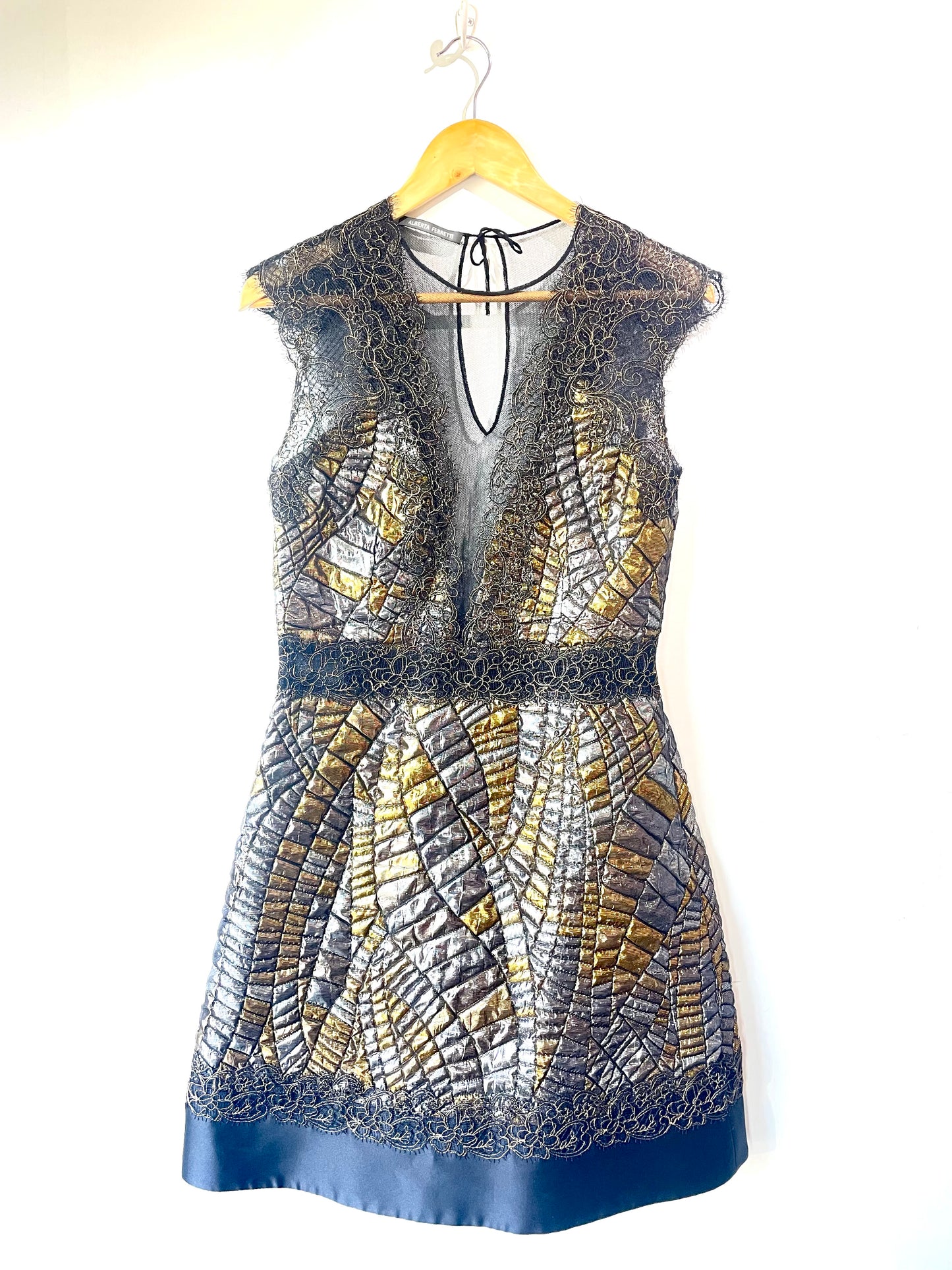 Alberta Ferretti Black Gold and Silver Metallic Dress The Curatorial Dept. Alberta Ferretti Black Gold and Silver Metallic Dress The Curatorial Dept.