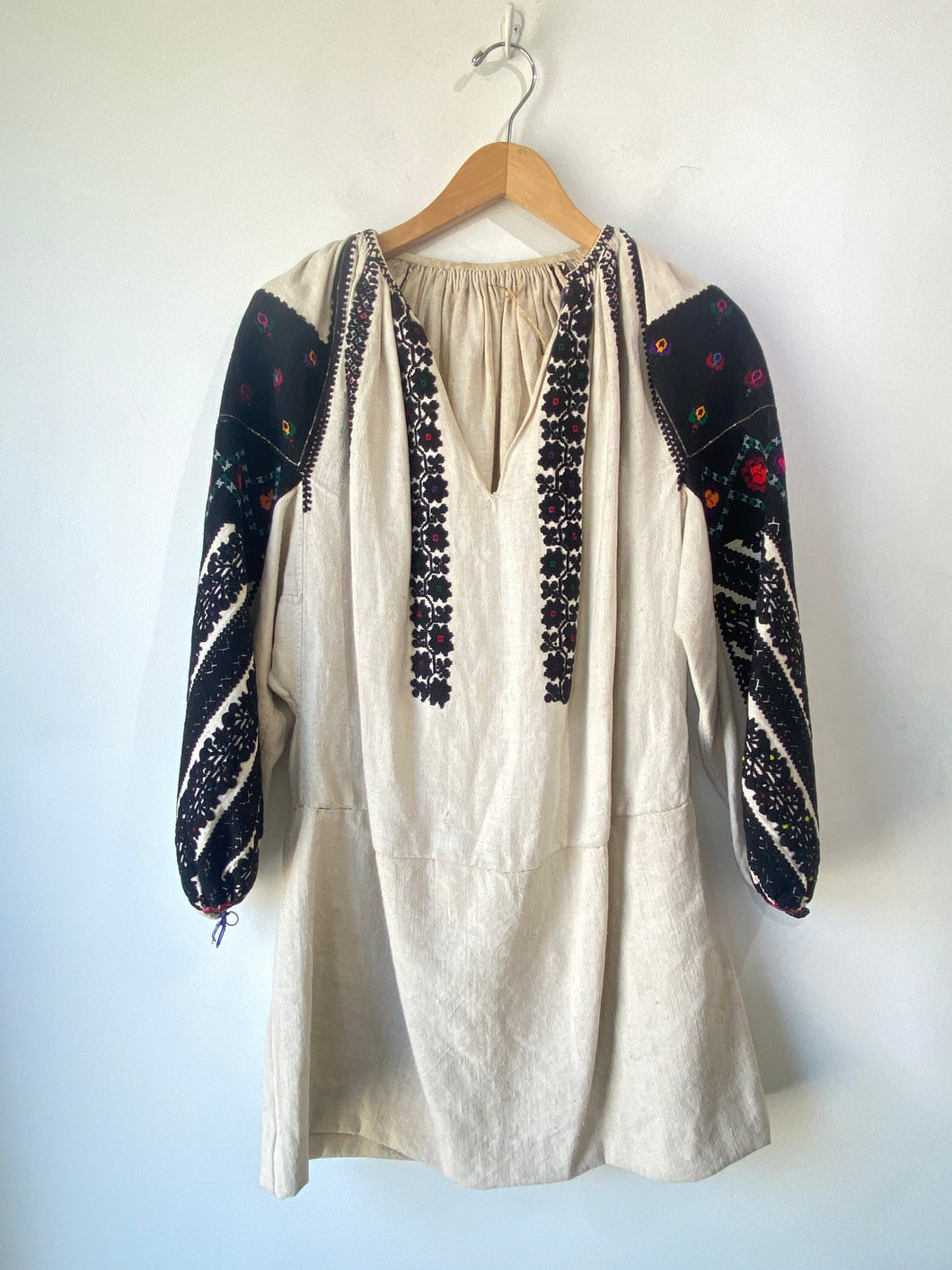 Vintage Cream & Black Embroidered Dress