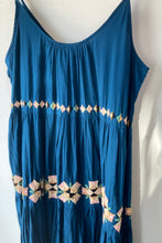 Roller Rabbit Teal Blue Embroidered Maxi Dress