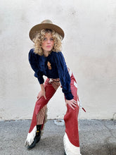 Vintage Red and White Fringe Leather Chaps