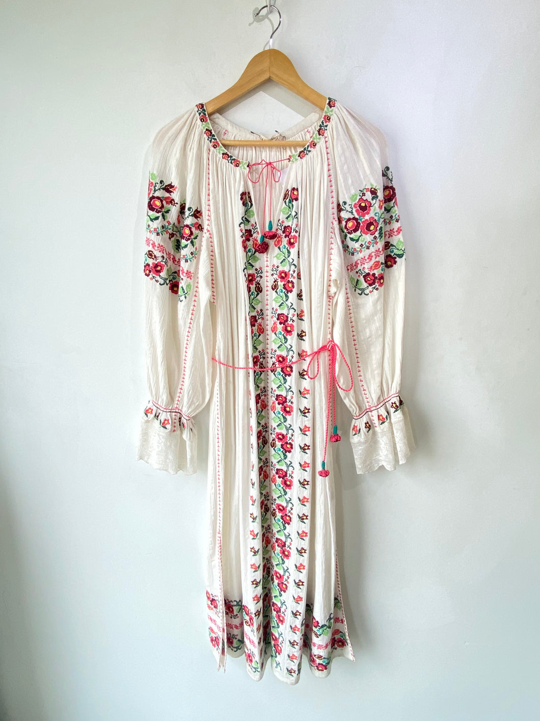 Ulla Johnson Pink Floral Cross Stitched Dress