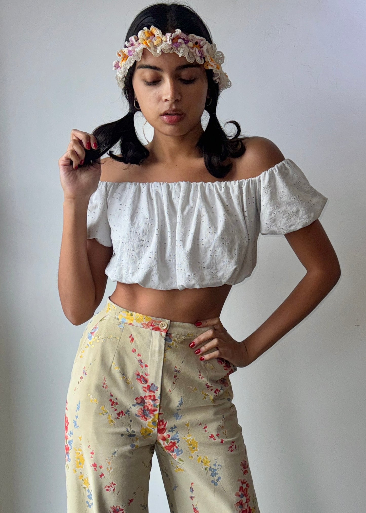 Vintage Emanuel Ungaro Tan Suede Metallic Floral Pants - The Curatorial Dept.