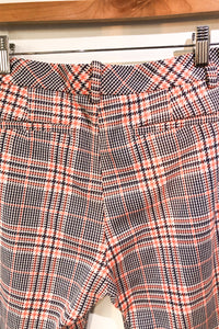 Trina Turk Orange Blue Plaid Pants