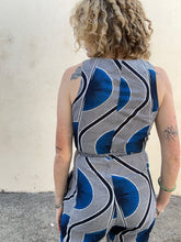 Blue Geometric Print Sleeveless Jumpsuit