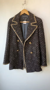 Chanel Blue Tweed Pea Coat Jacket