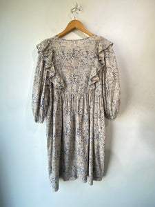 Matta Cream & Blue Floral Ruffle Dress