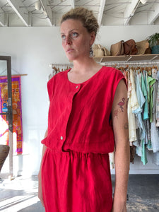 Rachel Comey Red Linen Jumpsuit