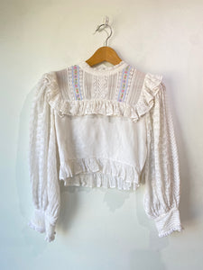 Love Shack Fancy White Lace Crop Top