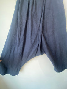 Simple and Vintage Soft Navy Linen Pants