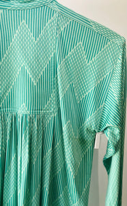 Issey Miyake 1 to 3 Green Pattern Long Sleeve Mini Dress