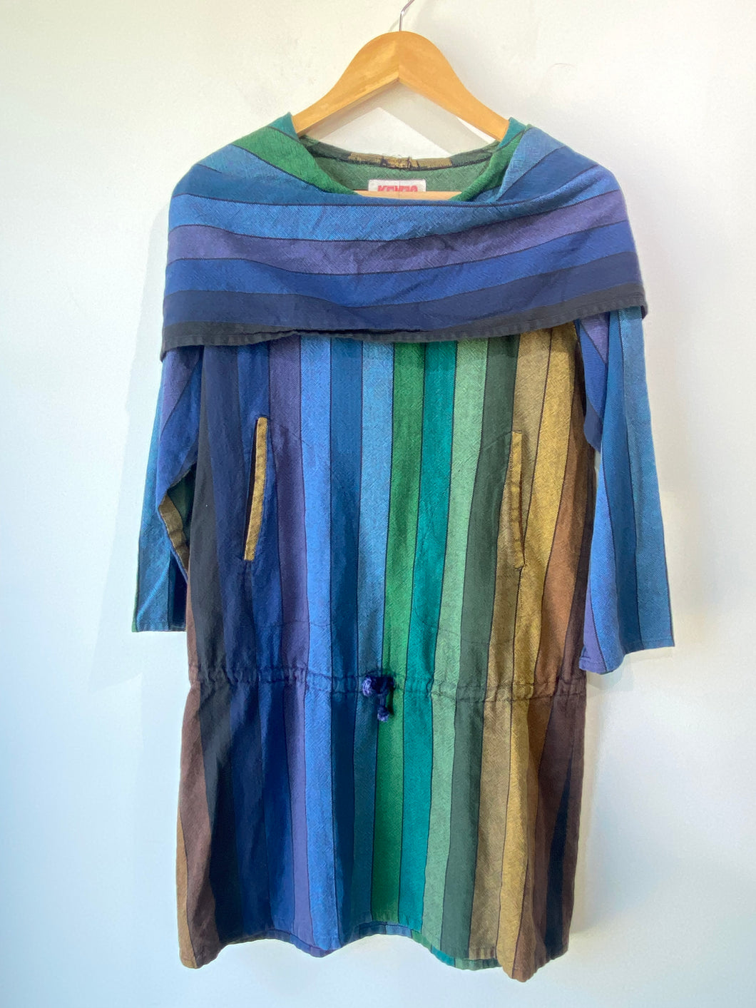 Vintage Rare Kenzo Striped Dress with Hood