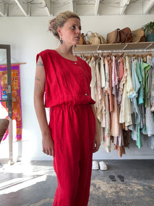 Rachel Comey Red Linen Jumpsuit